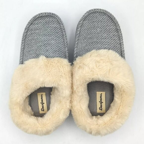 Dearfoams “Total Comfort” Women’s Memory Foam Clog Slipper Light Grey Sizes - Picture 1 of 8